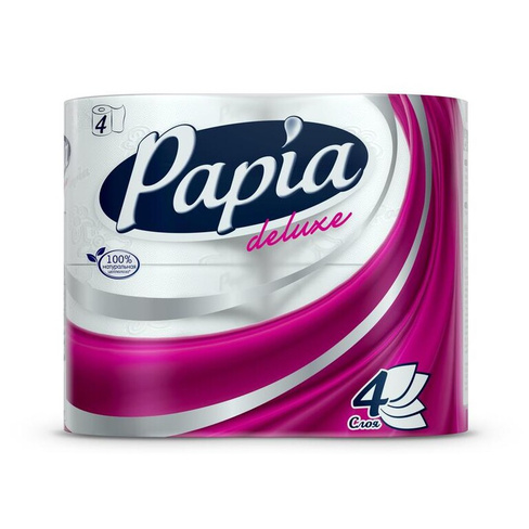 Туалетная бумага Papia Бумага туалетная Deluxe 4-слойная белая (4 рулона в упаковке)