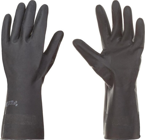 Перчатки хозяйственные АЗРИ Перчатки КЩС латексные Азрихим тип 2 черные (размер 10, XL)