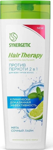 Уход за волосами Synergetic Шампунь-бальзам Против перхоти 2 в 1 "Hair therapy" 400 мл