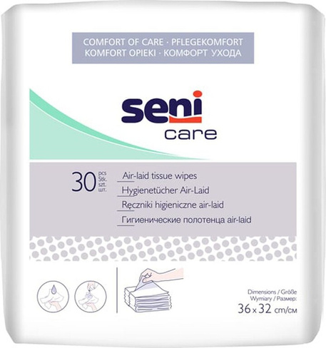 Средство по уходу за больными Seni Полотенце для мытья Care гигиеническое Air-Laid, 30 шт