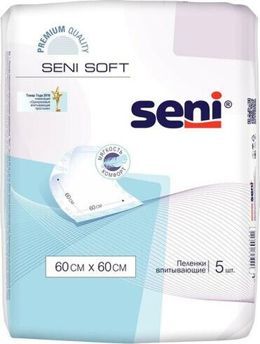 Средство по уходу за больными Seni Пеленки впитывающие Soft для взрослых одноразовые 60x60 cм 5 штук