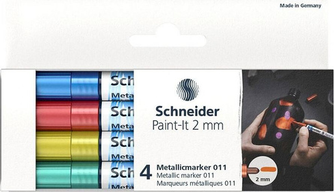 Маркер Schneider Набор маркеров для декорирования "Paint-It 011", металлик, 4 цвета, 2 мм