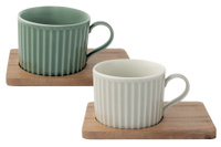 Набор из 2-х чашек для чая Easy Life Время отдыха зелёная и светло-серая 0,25 л (60649)