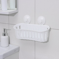 Полка для ванных принадлежностей на вакуммных присосках, 30×11×9 см, цвет белый No brand