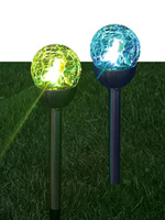 Светильник светодиодный садовый SMD мультиколор в форме шара из битого стекла аккум. AA NI-MH 200мА.ч (уп.2шт) КОСМОС KO